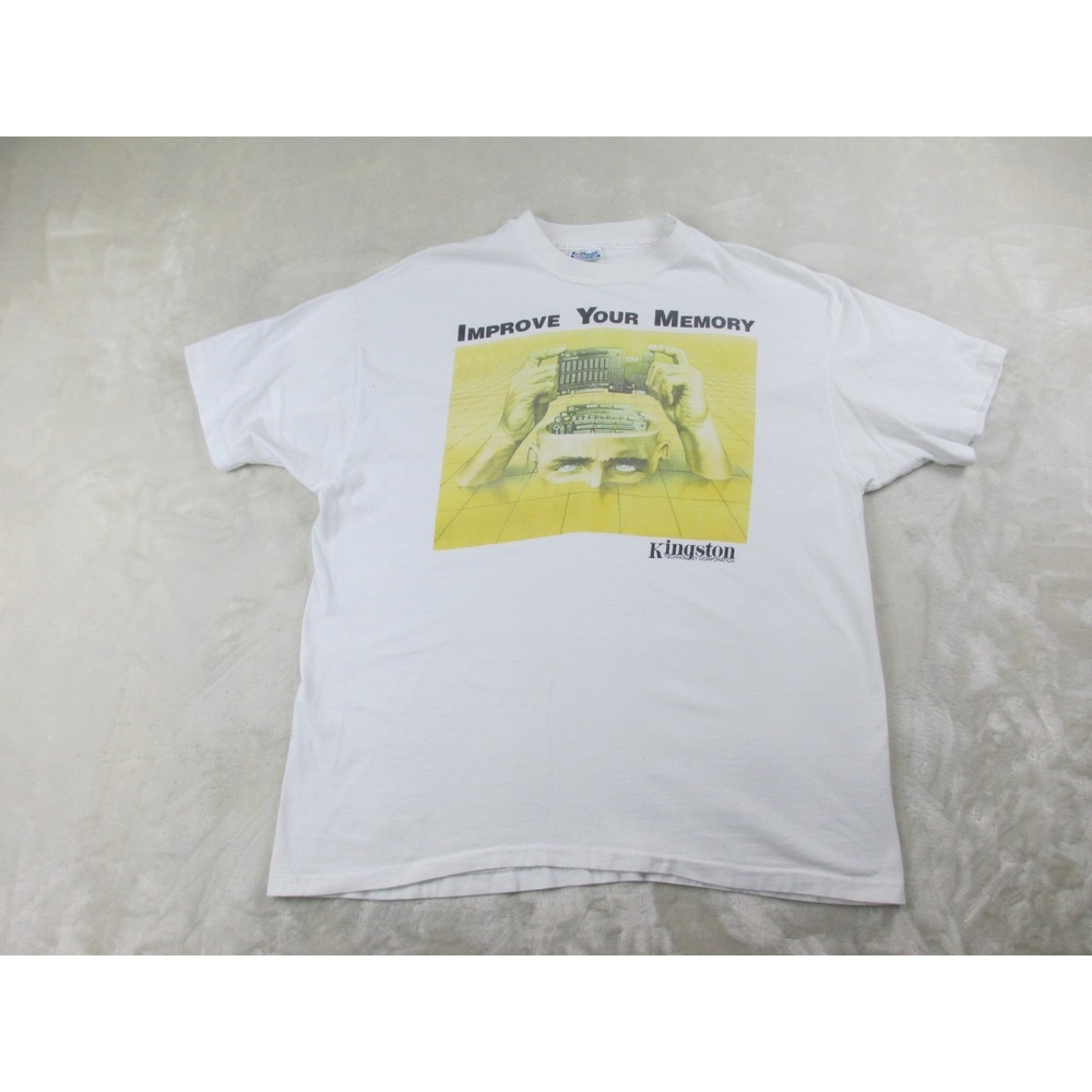 VINTAGE Kingston‎ Technology Shirt Mens Extra Large White Improve Your Memory*